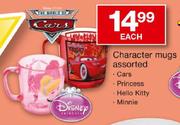 Character Mugs Assorted Cars, Princess, Hello Kitty, Minnie-Each
