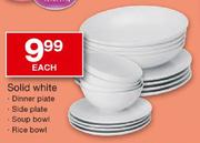 Solid White Dinner Plate/Side Plate/Soup Bowl/Rice Bowl-Each