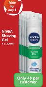 Nivea Shaving Gel-4x200Ml