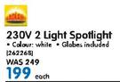 White 230V 2 Light Spotlight