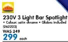 Satin Chrome 230V 3 Light Bar Spotlight