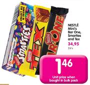 Nestle Mini's Bar One,Smarties and Tex-24's