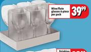 Wine/Flute Glasses 6 Piece-Per Pack