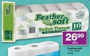 Feathersoft 1-Ply Toilet Rolls-10's