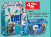 Omo Auto Washing Powder, 2Kg Liquid Detergent, 750ml Ultra Capsules Tub-630ml Each