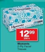 Moments 2-Ply Facial Tissues-200's