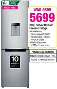 Samsung 303L Silver Bottom Freezer Fridge(RB29PWRNDSA)