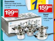 Essentials Vlekvrye Staal Kook-Warestel Met Glasdeksels 12-Stuk-Per Stel