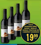 Namaqua Wine Range, Merlot, Shiraz, Pinotage Or Cabernet Savignon-750ml Each
