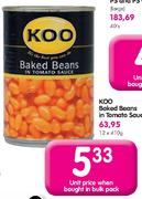 Koo Baked Beans in Tomato Sauce-12 x 410gm