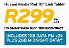 Huawei Media Pad 10" Link Tablet-On Smart Data 1GB TopUp/Contract