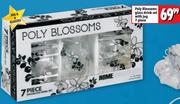 Poly Blossoms Glass Drink Set With Jug 7 Piece