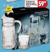 Contemporary Collection Glass Drink Set With Jug 7 Piece