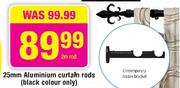 25mm Aluminium Curtain Rods(Black Colour Only)-2m Rod