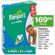 Pampers Active Baby Giant Pack Disposable Nappies Midi-96's-Per Pack