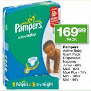 Pampers Active Baby Giant Pack Disposable Nappies Mini-108's-Per Pack