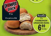 Foodco Hamburger Unseeded Buns-7's pack 