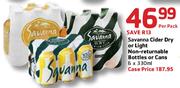 Savanna Cider Dry Or Light Non-Returnable Bottles Or Cans-6x330ml-Per Pack