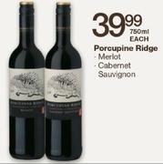 Porcupine Ridge Merlot/Cabernet Sauvignon-750ml Each
