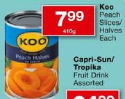 Koo Peach Slices/Halves Each-410g