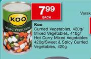 Koo Hot Curry Mixed Vegetables-420g/Sweet & Spicy Curried Vegetables-420g Each