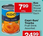 Koo Peach Slices/Halves-410g Each