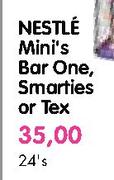 Nestle Mini's bar One, Smarties Or Tex-24's pack