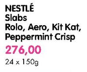 Nestle Slabs Rolo, Aero, Kit Kat, Peppermint Crisp-24x150gm Each