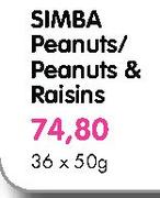 Simba peanuts/Peanuts & Raisins-36x50gm