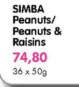 Simba Peanuts/Peanuts & Resins-36x50gm Each