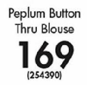 Legend Peplum Button Thru Blouse-Each