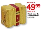 KWV 3-Year Old Brandy And Cola-6x330ml