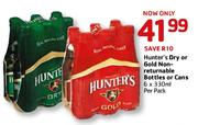 Hunter's Dry Or Gold Non-Returnable Bottles Or Cans-6x330ml Per Pack