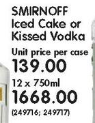 Smirnoff Iced Cake Or Kissed Vodka-12x750ml