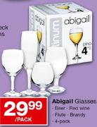 Abigail Glasses(Beer, Red Wine, Flute, Brandy)-4 Pack