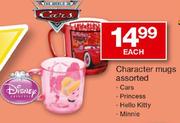 Character Mugs Cars, Princess, Hello Kitty Or Minnie-Each