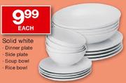 Soild White Dinner Plate, Side Plate, Soup Bowl Or Rice Bowl-Each