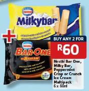 Nestle Bar One, Milky Bar, Peppermint Crisp or Crunch Ice Cream Multipack-6 x 60ml-2's