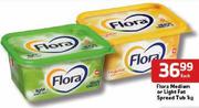 Flora Medium Or Light Fat Spread Tub-1Kg Each