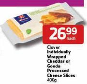Clover Individually Wrapped Cheddar Or Gouda Processed Cheese Slices-400gm Each