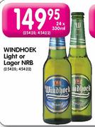 Windhoek Light or Lager NRB-24x330ml