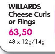 Willards Cheese Curls Or Flings- 48X12g/14g