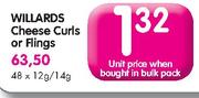 Willards Cheese Curls Or Flings-12g/14g Each