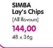 Simba Lay's Chips(All Flavours)-48X36gm