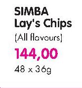 Simba Lay's Chips(All Flavours)-48X36g