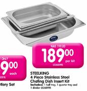 Steelking 4 Piece Stainless Steel Chafing Dish Insert Kit-Per Kit