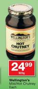 Wellington's Mild/Hot Chutney-920gm Each