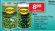 Koo Fresh Garden Peas/Fresh Garden, Mint Peas/Fresh Garden, Peas In Curry Sauce - 410g Each