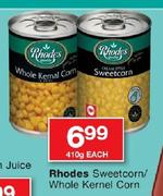 Rhodes Sweetcorn/Whole Kernel Corn-410g Each