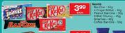 Nestle Kitkat Chunky-45g/Smarties-40g/Coffee Bar One-50g Each